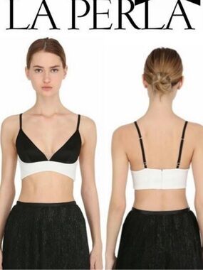 La Perla White Cream Zip-Front Top